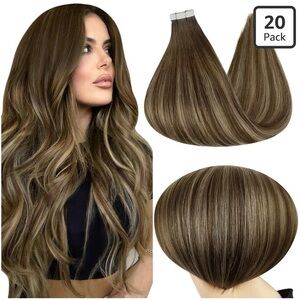 Full Shine Invisible Tape in Hair Extensions Human Hair 18 Inch